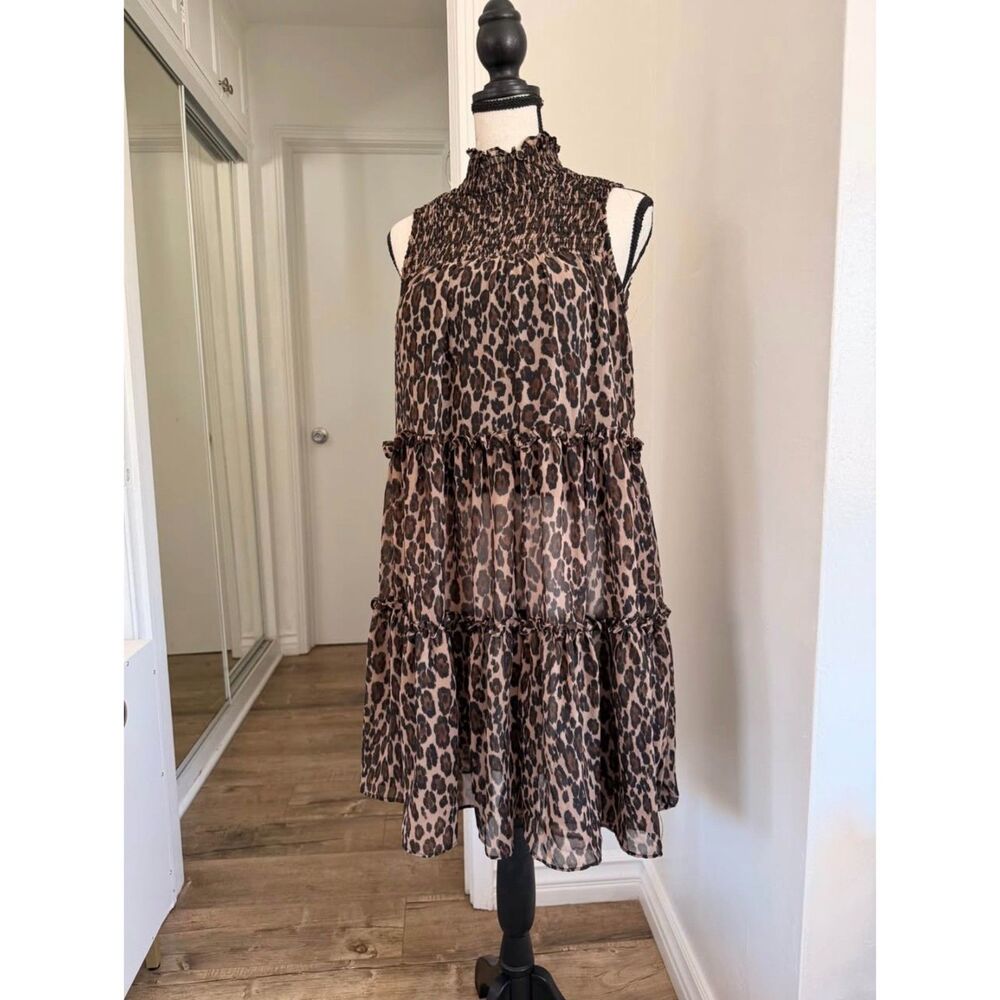 Leopard Print Smock Dress